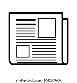 Minimalistic isolated newspaper icon with two pictures and headline