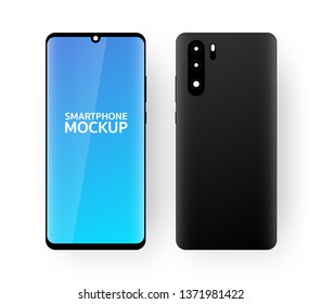 minimalistic isometric illustration of smartphone freont and back top view, mockup generic device. template for infographics or presentation UI design. vector