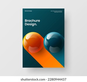Minimalistic journal cover A4 design vector illustration. Unique 3D balls corporate identity layout.