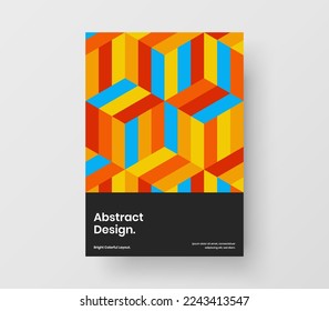 Minimalistic journal cover vector design layout. Trendy geometric hexagons leaflet illustration.