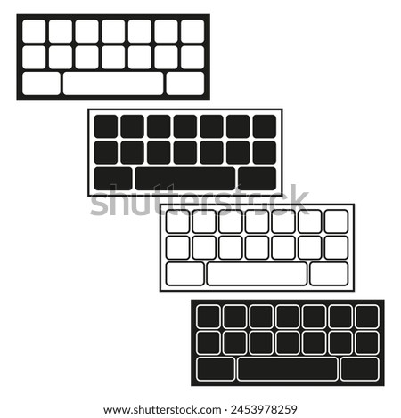 Minimalistic keyboard layout. Black key silhouettes. Input technology element. Vector illustration. EPS 10.