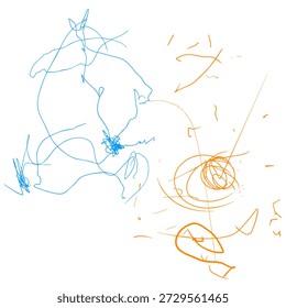 Minimalistic Kids Scribble Art Vector, Hand Drawn Abstract Illustration Representing Freedom, Playfulness and Creative Thinking, Ideal for Child Education Concepts, Mental Health, Parenting Blogs and Modern Design