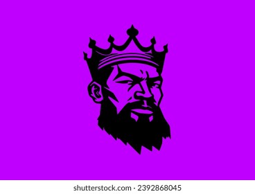 Minimalistic king logo. Comic. Brutality. Black