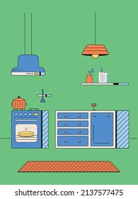 Interior de cocina minimalista. Ilustración vectorial.