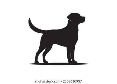 Minimalistic Labrador Retriever Silhouette Standing Alert with Wagging Tail