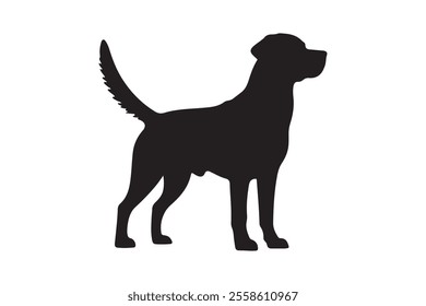 Minimalistic Labrador Retriever Silhouette Standing Alert with Wagging Tail