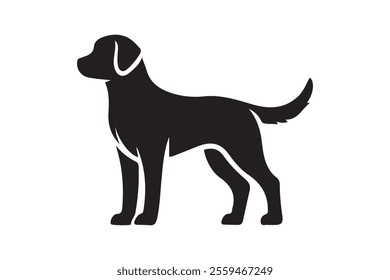 Minimalistic Labrador Retriever Silhouette Standing Alert with Wagging Tail