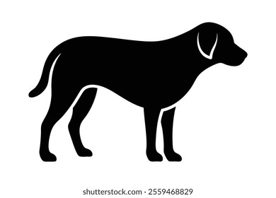 Minimalistic Labrador Retriever Silhouette Standing Alert with Wagging Tail