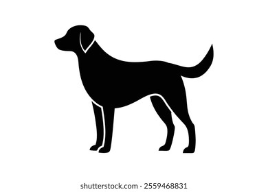 Minimalistic Labrador Retriever Silhouette Standing Alert with Wagging Tail