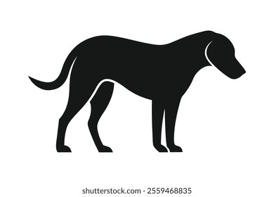 Minimalistic Labrador Retriever Silhouette Standing Alert with Wagging Tail