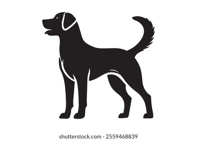 Minimalistic Labrador Retriever Silhouette Standing Alert with Wagging Tail