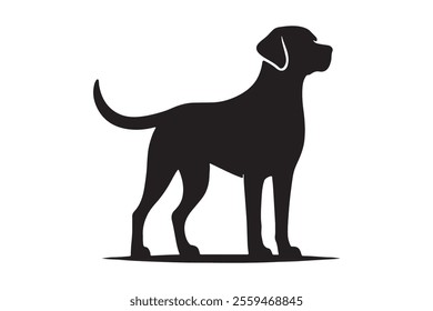 Minimalistic Labrador Retriever Silhouette Standing Alert with Wagging Tail