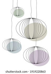 Minimalistic lamp in line art. Vector illustration