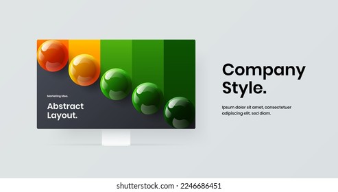 Minimalistic landing page design vector template. Abstract computer monitor mockup web project illustration.