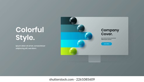 Ilustración vectorial de diseño de página de aterrizaje minimalista. Diseño de pantalla de sitio web de simulación de pantalla colorida.