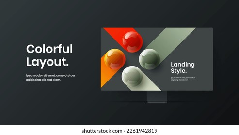 Minimalistic landing page vector design illustration. Bright display mockup web banner template.