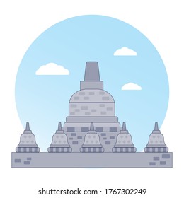 Minimalistic Landmark Illustration - Borobudur Temple