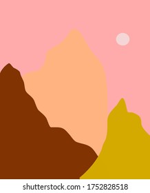 minimalistic landscape of colorful mountains
