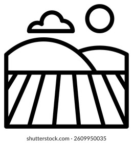 A minimalistic landscape featuring hills, a sun, and clouds, ideal for web and promotional designs.