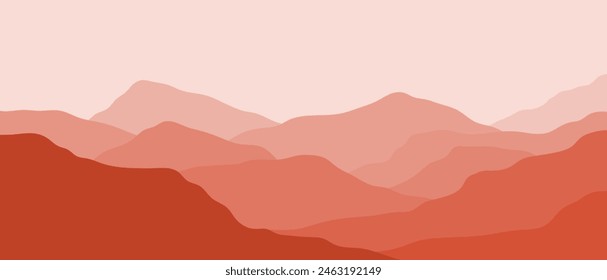 Minimalistic landscape. Gradient mountain. Flat hill.