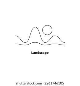 Minimalistic landscape of sea and sun. Vector minimal illustration
