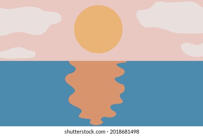 El paisaje minimalista del mar al atardecer