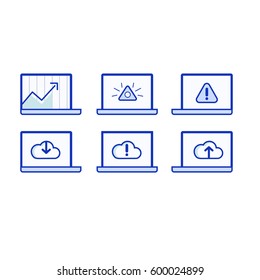 Minimalistic laptop with messages blue