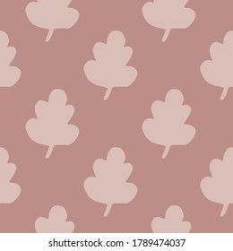 Las hojas minimalistas dan forma a un patrón sin fisuras. Paleta de colores otoñales en tonos beige y marrón. Impresión decorativa para papel pintado, papel envolvente, papel textil, tela. Ilustración vectorial.