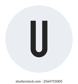 Minimalistic Letter U Vector Design in a Light Circle Frame - Perfect for Modern Logo Concepts and Brand Identity Graphics. High-Quality Editable Vector for Professional Designers and Businesses.