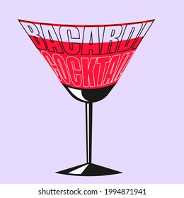 minimalistic lettering logo of bacardi cocktail on light background