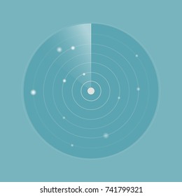 Concepto minimalista de radar de luz, fondo azul