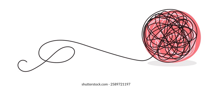 Minimalistic line art of ball of thread. For crafts, textiles, and design concepts. Vector illustration