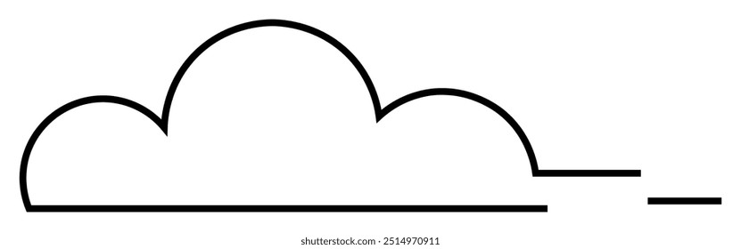 Minimalistic line art of a cloud with horizontal lines. Ideal for weather icons, tech companies, data services, children s learning, climate change awareness. Simplistic, clean, modern.