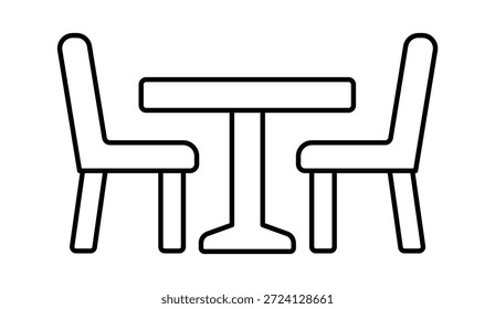 Minimalistic line art of a dining table with two chairs, creating a modern and inviting atmosphere.
