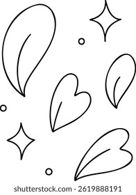A Minimalistic line art featuring leaves and hearts, creating whimsical and playful design
