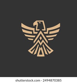 A minimalistic line art flying Eagle logo.