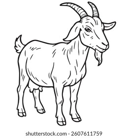 Minimalistic Line Art of a Goat