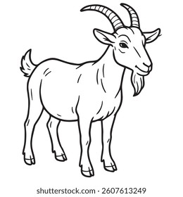 Minimalistic Line Art of a Goat, outline drawing, line drawing
