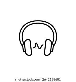 Minimalistic Line Art Of Headphones With Musical Sound Wave Icon