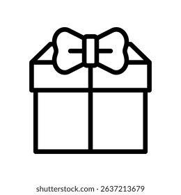Minimalistic Line Art Icon of a Gift Box with a Bow