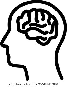 Minimalistic line art icon of a human brain ideal for creative and professional use