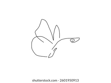 minimalistic line art illustration of a butterfly in an abstract style.
