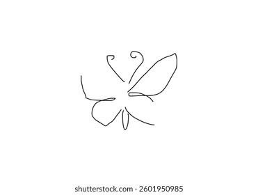 minimalistic line art illustration of a butterfly in an abstract style.