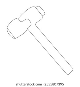 Minimalistic Line Art Illustration of a Hammer