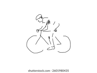 minimalistic line art illustration of a racing cyclist in an abstract style.