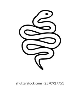 Minimalistic line art illustration of a snake with a coiled body. Perfect for tattoo designs, logos, and modern graphic projects. Suitable for various creative and decorative purposes