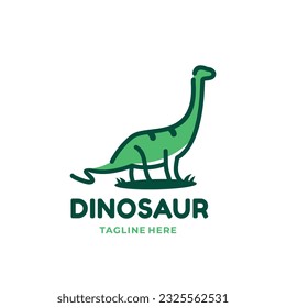 minimalistic line art outline dinosaur brontosau icon illustration vector template
