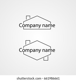 Minimalistic line art real estate logo. Building company and rent house icon.