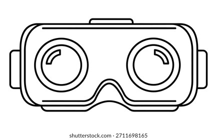 Minimalistische Linienart eines Virtual-Reality-Headsets, die immersive digitale Erlebnisse und Zukunftstechnologie symbolisiert.
