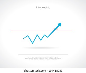 Minimalistic Line Chart  Breaking Barriers Business Infographic. Vector 